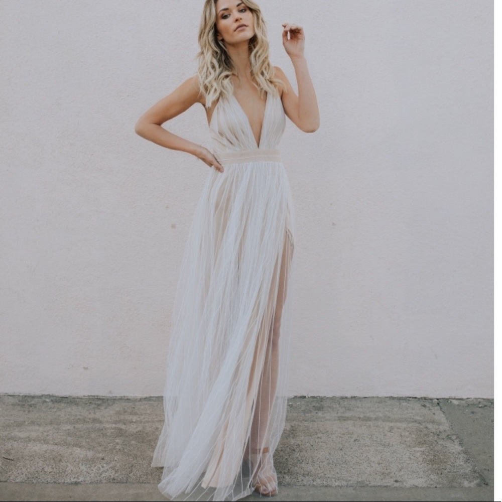 Karmen Maxi Dress nude and white